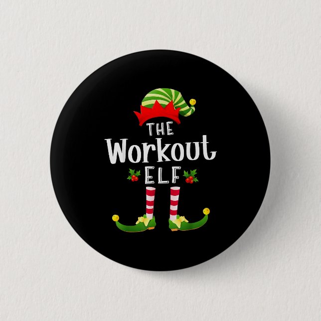 Workout Christmas Elf Matching Pajama X-mas Party  6 Cm Round Badge (Front)