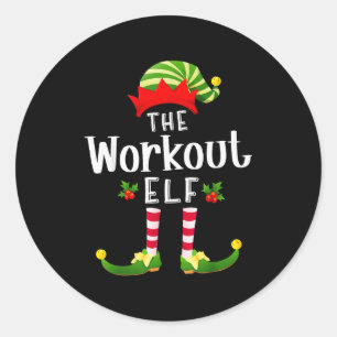 Workout Christmas Elf Matching Pajama X-mas Party  Classic Round Sticker