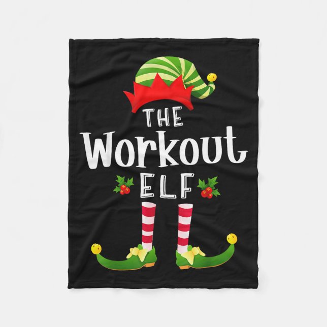Workout Christmas Elf Matching Pajama X-mas Party  Fleece Blanket (Front)