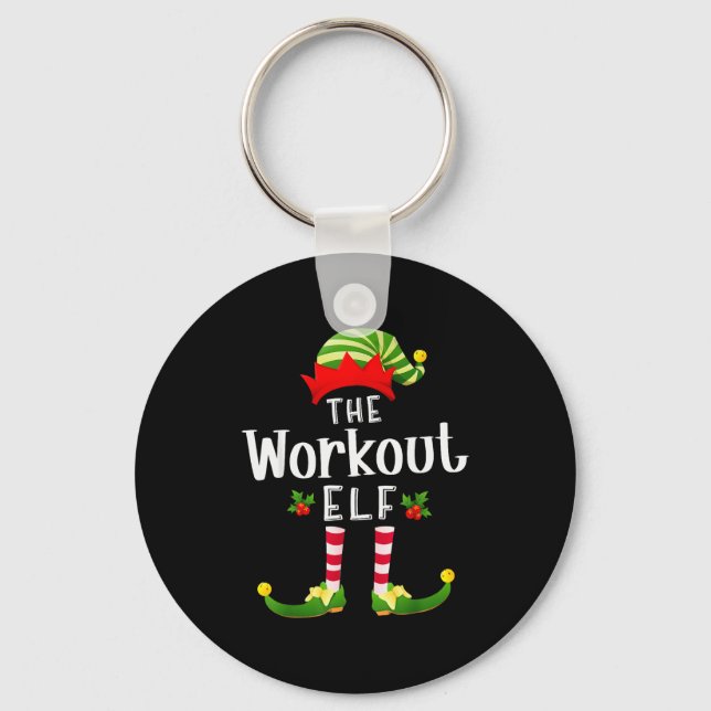 Workout Christmas Elf Matching Pajama X-mas Party  Key Ring (Front)