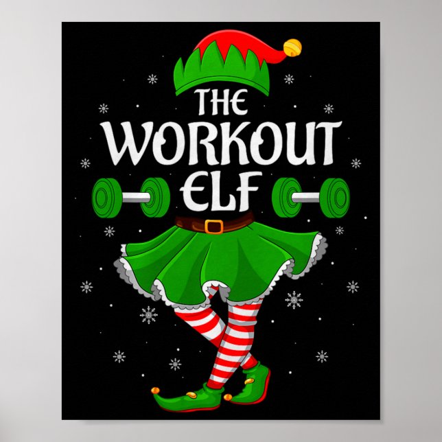 Workout Elf Christmas Family Girls Women Elf Squad Poster (Front)