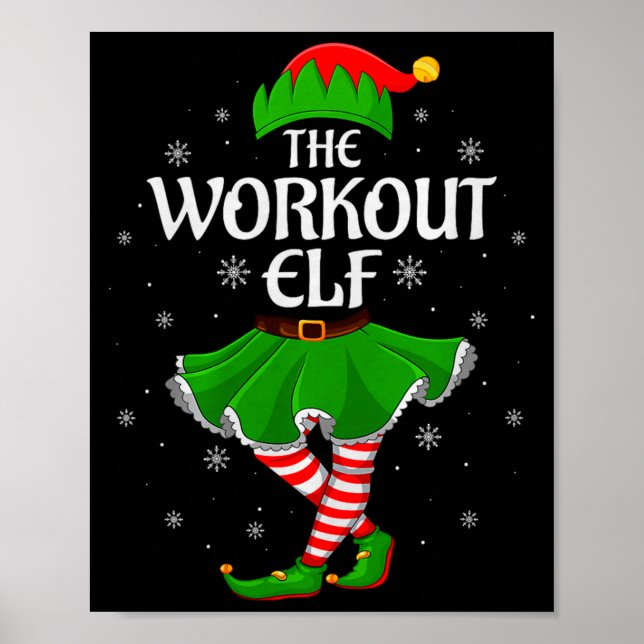 Workout Elf Christmas Family Girls Women Elf Squad Poster (Front)