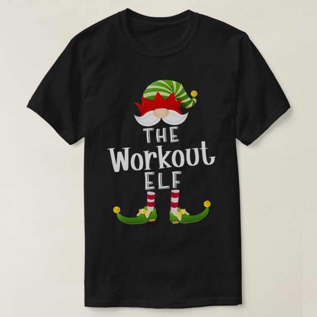 Workout Elf Group Christmas Funny Pajama Party1  T-Shirt (Design Front)