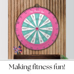 Workout Fitness Darts Game Pink and Turquoise  Dartboard<br><div class="desc">This workout fitness darts game in pink and turquoise is a fun way to exercise. Create your own at home gym. Play individually or with friends or family.</div>