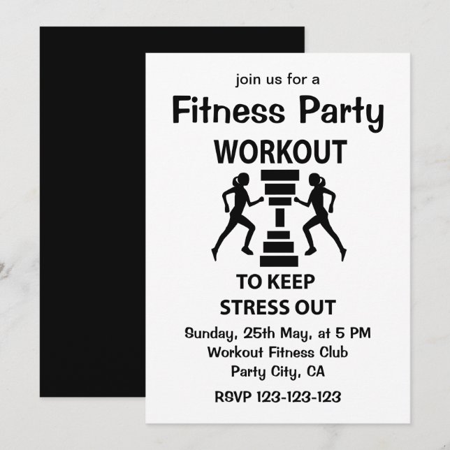 Workout Fitness Exercise Fitness Party Invitation (Front/Back)