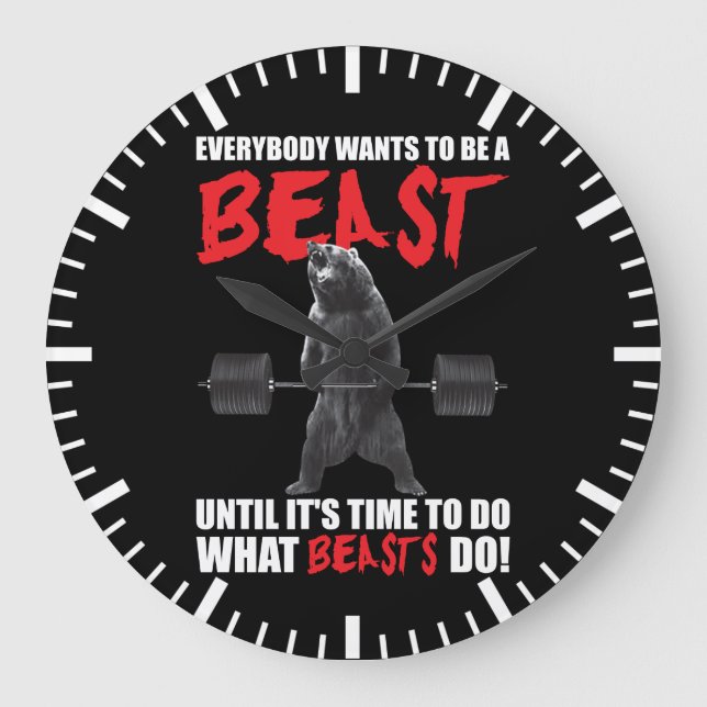 Workout Fitness Gym Motivation - Beast Large Clock (Front)
