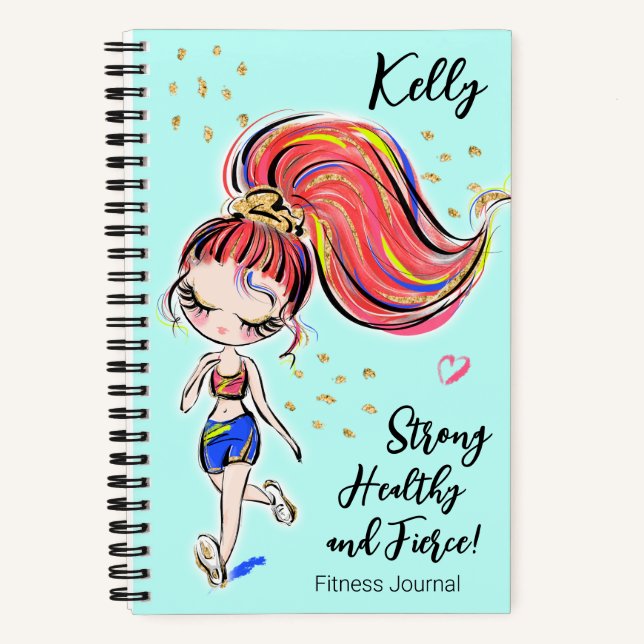 Workout Fitness Journal, Strong Healthy & Fierce   Notebook (Front)