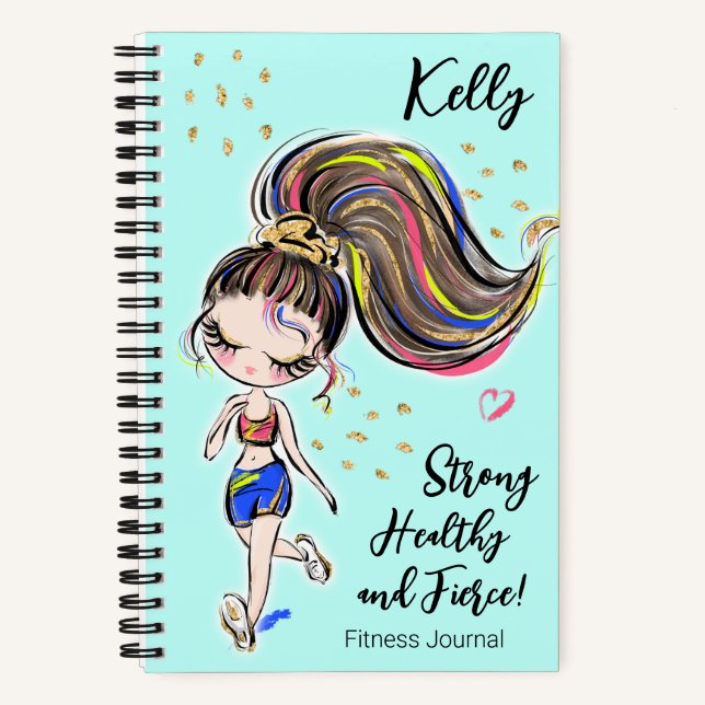 Workout Fitness Journal, Strong Healthy & Fierce   Notebook (Front)