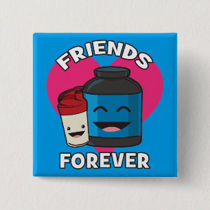 Workout Friends Forever - Cute Kawaii Funny Gym 15 Cm Square Badge