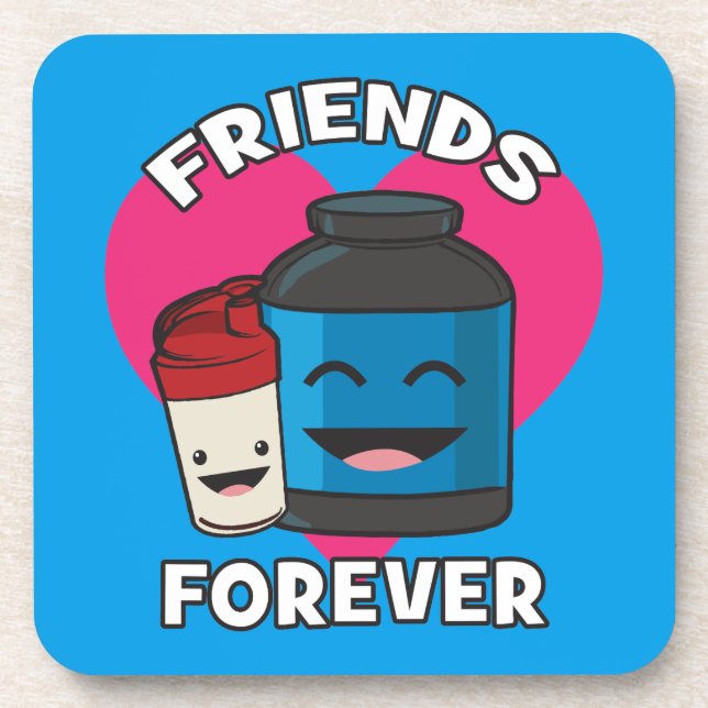Workout Friends Forever - Cute Kawaii Funny Gym Coaster (Front)