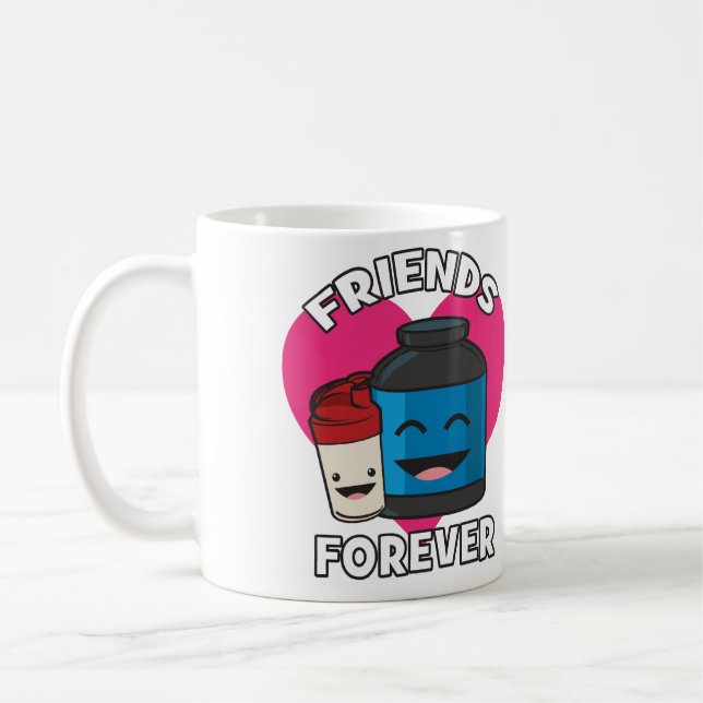 Workout Friends Forever - Cute Kawaii Funny Gym Coffee Mug (Left)