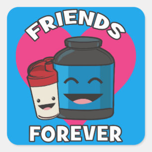 Workout Friends Forever - Cute Kawaii Funny Gym Square Sticker