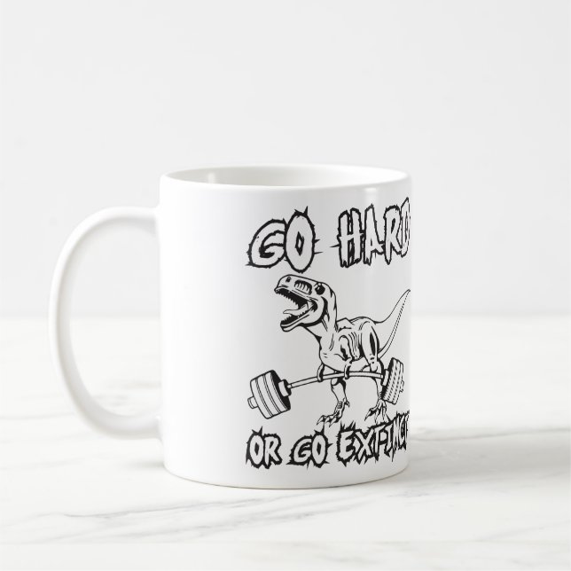 Workout - Go Hard or Go Extinct - T-Rex Deadlift Coffee Mug (Left)