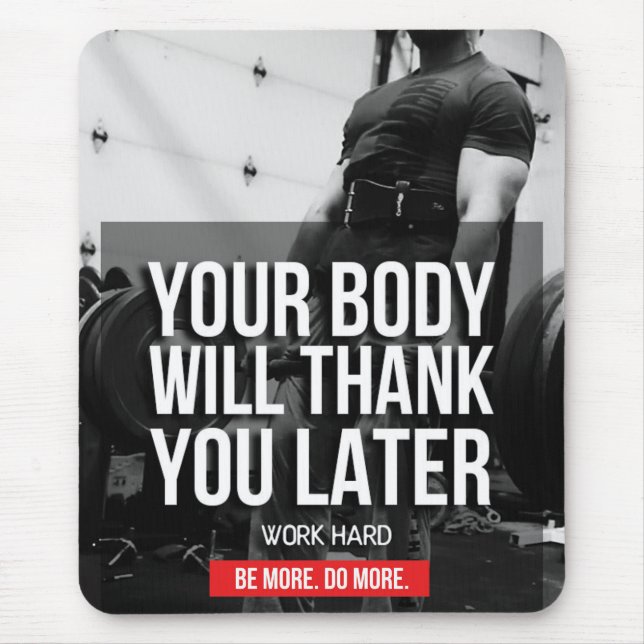 Workout Gym Motivation - Work Hard Mouse Mat (Front)