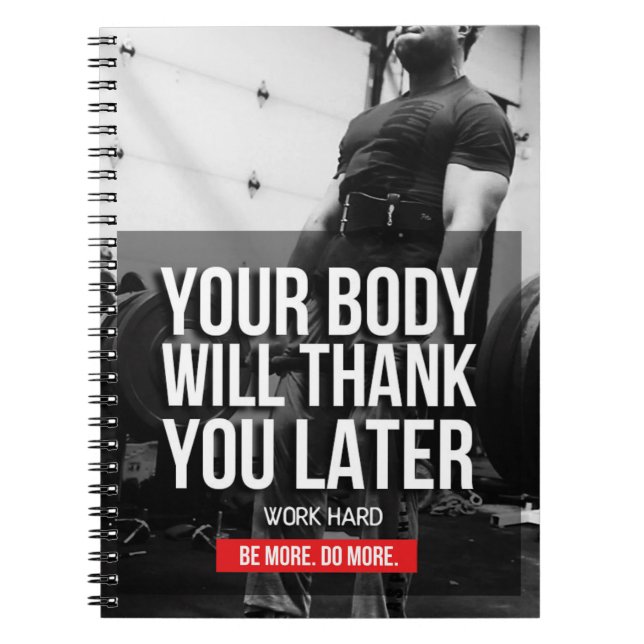 Workout Gym Motivation - Work Hard Notebook (Front)