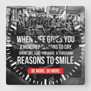 Workout Gym Motivational Square Wall Clock