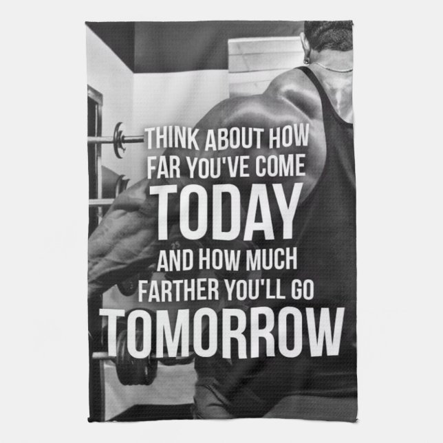 Workout Gym Motivational Words Tea Towel (Vertical)