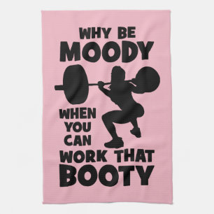 Workout Humor - Work That Booty, Women's Funny Gym Tea Towel