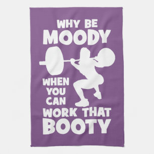 Workout Humor - Work That Booty, Women's Funny Gym Tea Towel
