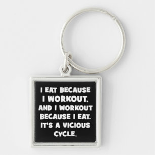 Workout Humour - I eat because I workout Key Ring