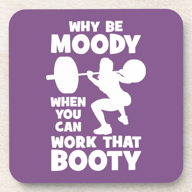 Workout Humour - Work That Booty, Women's Funny Gy Coaster (Front)