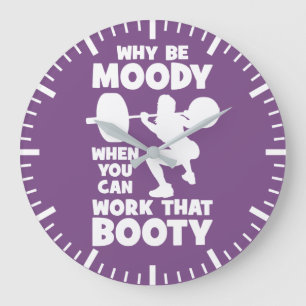 Workout Humour - Work That Booty, Women's Funny Gy Large Clock