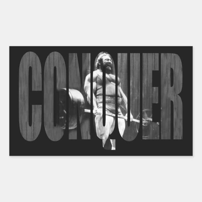 Workout Inspiration, CONQUER, Workout Motivational Rectangular Sticker (Front)