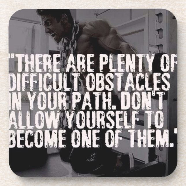 Workout Inspirational Words - Obstacles Coaster (Front)