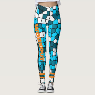 Workout l Colourful Mosaic Agate l Unique blue Leggings