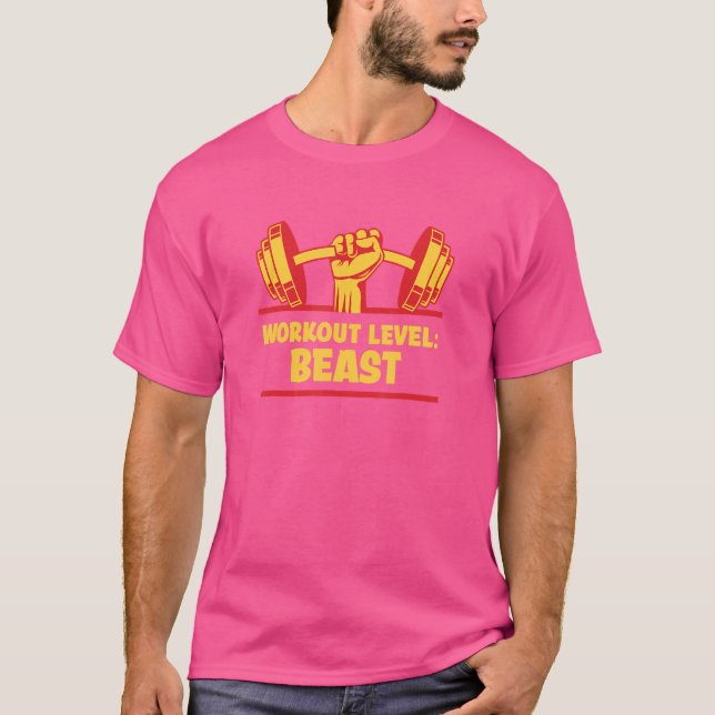 Workout Level Beast  Gym Humour Exercise Fitness M T-Shirt (Front)
