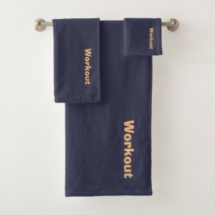 Workout Logo Navy  Bath Towel Set