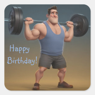 Workout Man Square Sticker