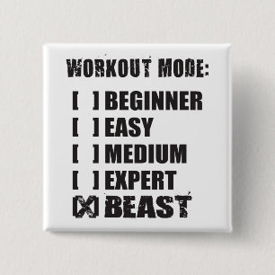 Workout Mode - BEAST 15 Cm Square Badge