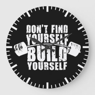 Workout Motivation - Build Yourself - Barbell Large Clock