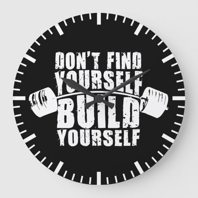 Workout Motivation - Build Yourself - Barbell Large Clock (Front)