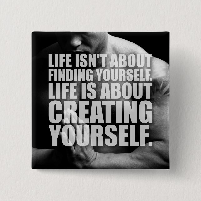 Workout Motivation - Create Yourself 15 Cm Square Badge (Front)