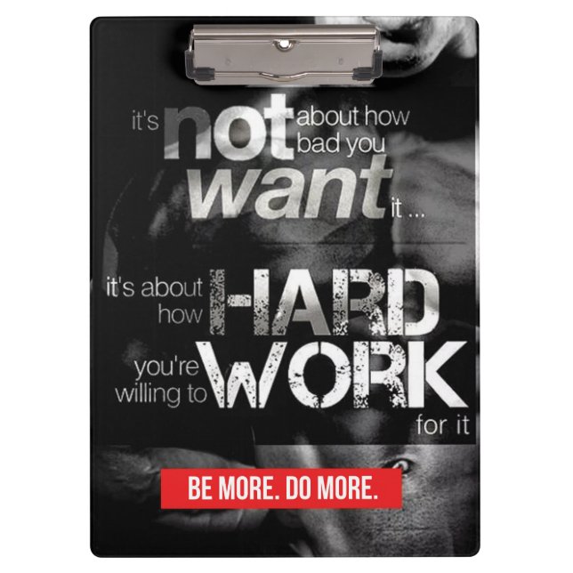 Workout Motivation - Work Hard Clipboard (Front)