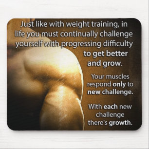 Workout Motivational Words - Challenge and Growth Mouse Mat