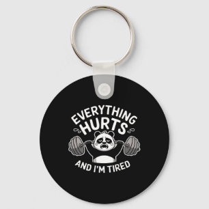 Workout Panda Everything Hurts Tired Funny Gym Gif Key Ring