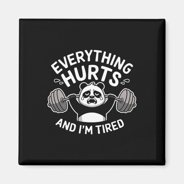 Workout Panda Everything Hurts Tired Funny Gym Gif Magnet (Front)