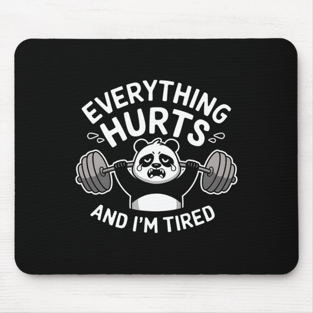 Workout Panda Everything Hurts Tired Funny Gym Gif Mouse Mat (Front)
