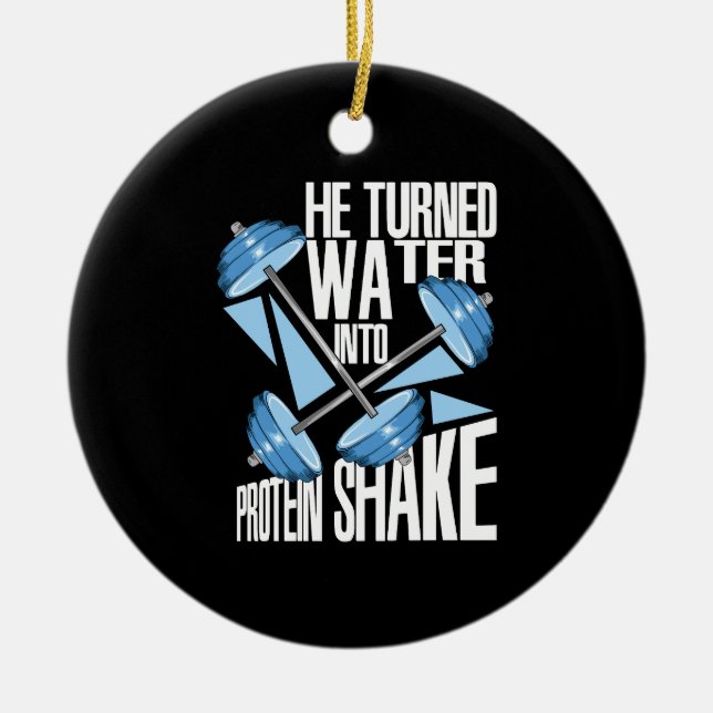 Workout - Protein Shake Ceramic Tree Decoration (Front)