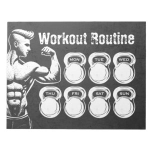 Workout Routine Weekly Planner Chic Gym Kettlebell Notepad