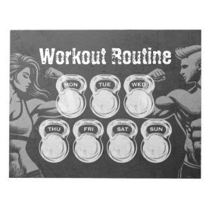 Workout Routine Weekly Planner Chic Gym Kettlebell Notepad