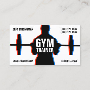 Workout silhouette gym style business card