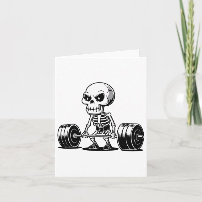 Workout Skeleton Deadlifter Funny Gym Lifting Moti Card (Front)