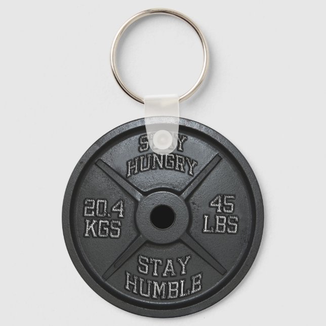 Workout - Stay Hungry, Stay Humble - Barbell Plate Key Ring (Front)