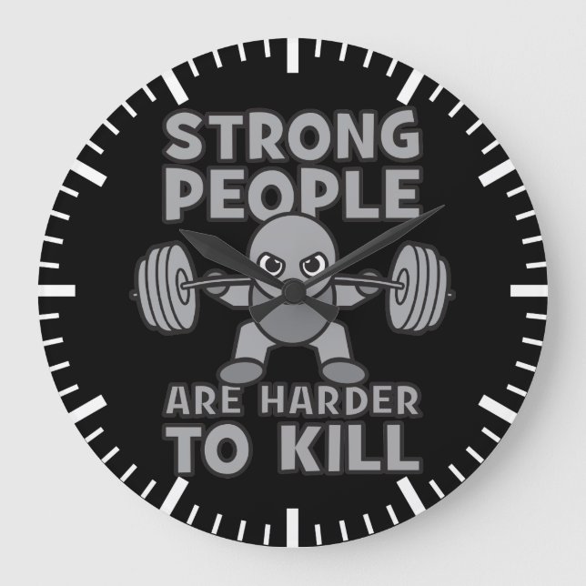 Workout - Strong People Are Harder To Kill, Kawaii Large Clock (Front)