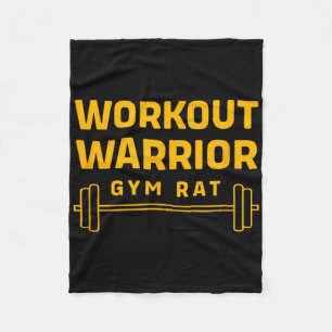 Workout Warrior Bodybuilding Funny Gym Rat Fleece Blanket