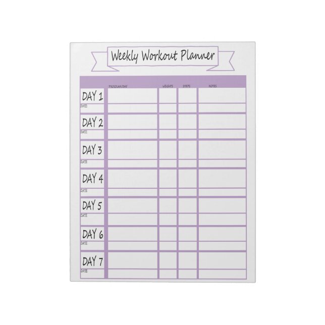Workout Weekly Planner Notepad (Rotated)